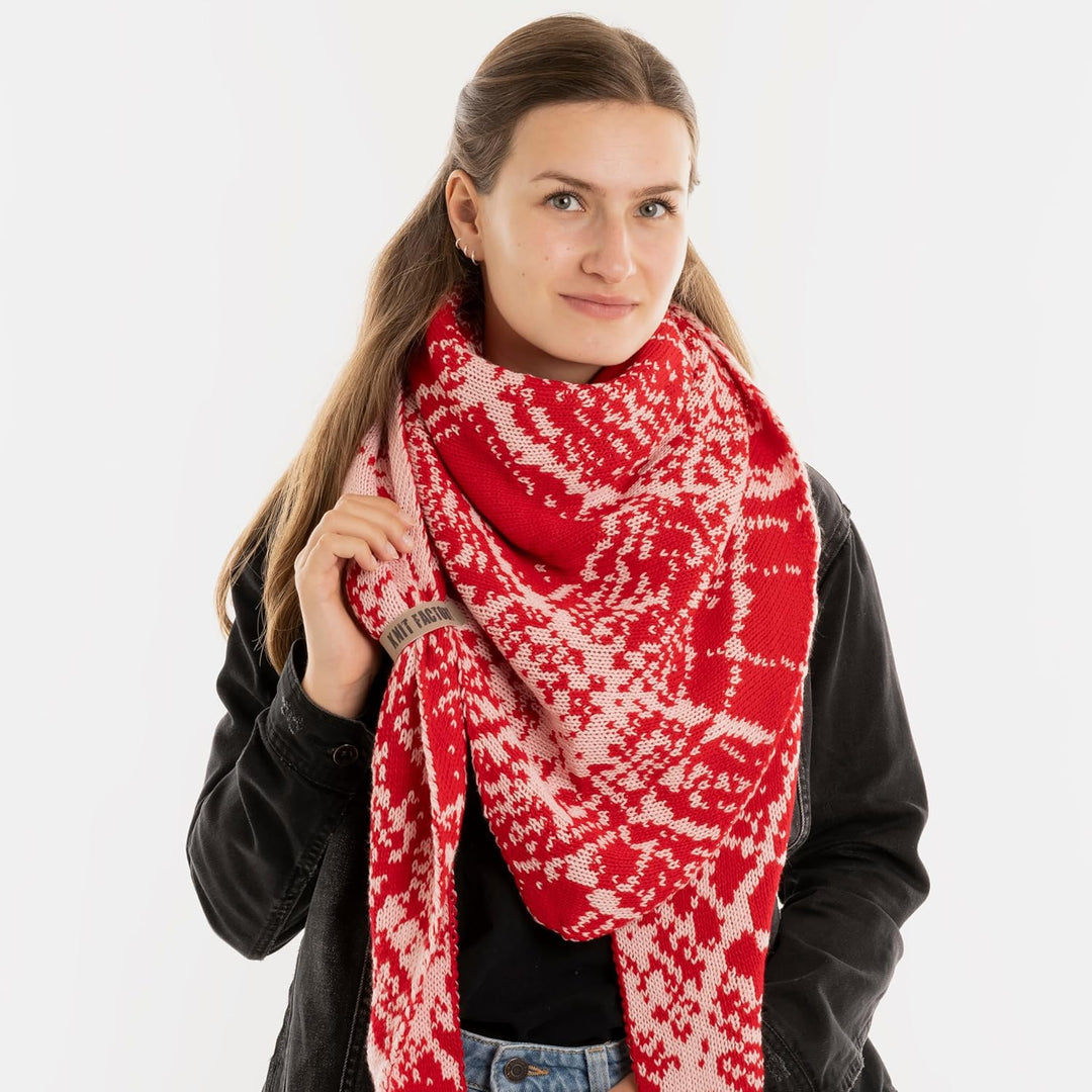 KNIT FACTORY - Dreiecksschal Lea - Damen Strickschal mit Wolle - Umschlagtuch für den Herbst und Win