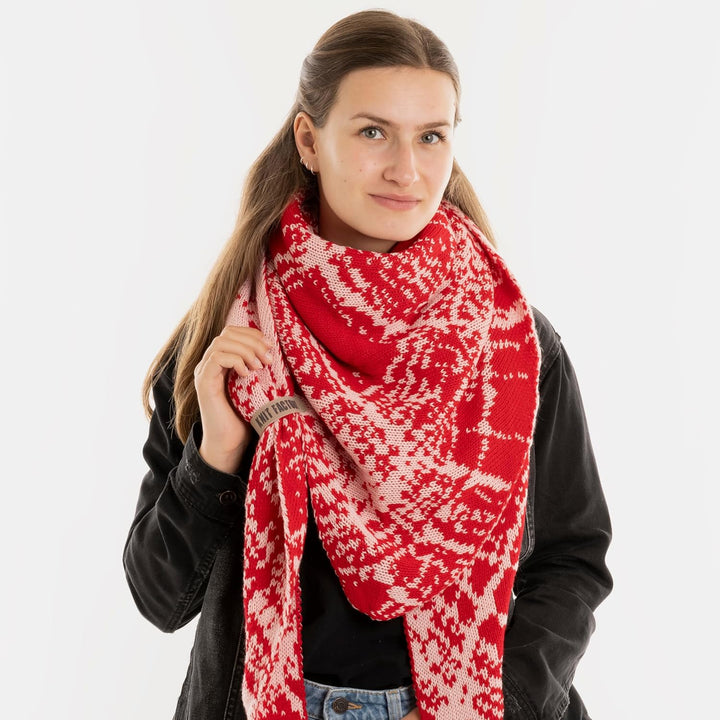 KNIT FACTORY - Dreiecksschal Lea - Damen Strickschal mit Wolle - Umschlagtuch für den Herbst und Win