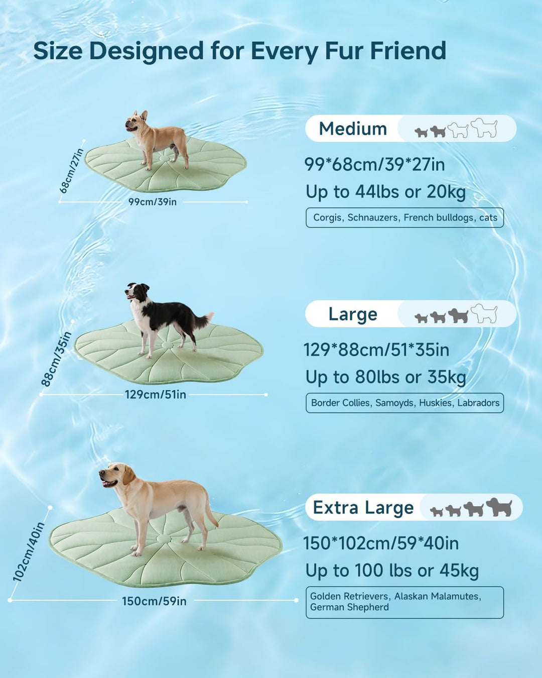 BG-BABYGO Hundekühlmatte, Reversibel, Selbstkühlend, Arc-Chill Kühlpad für Kleine und Mittelgrosse H