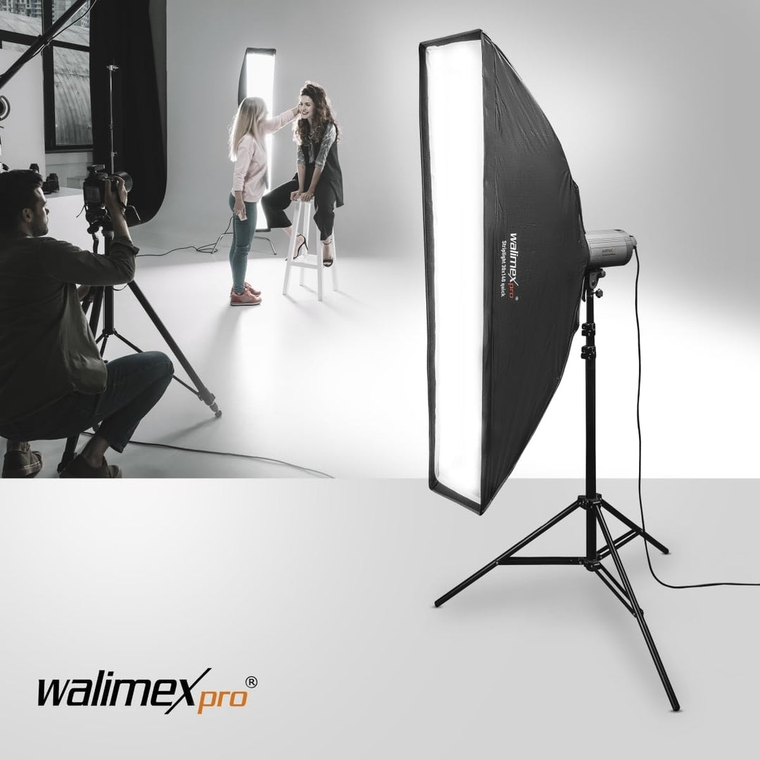 Walimex pro Studio Line Striplight SB QA – Softbox Streiflicht, Fläche 40x120cm, 49,5cm tief, faltba