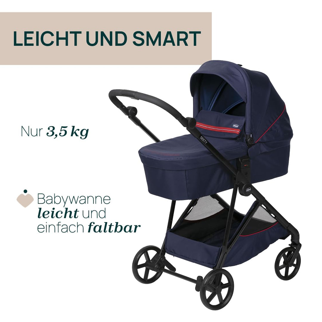 Chicco Seety Tragewanne, geräumig und gepolstert für den Kinderwagen Seety, ohne Adapter zu befestig