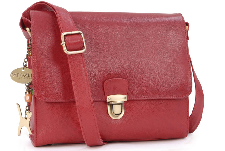 Catwalk Collection Handbags - Vintage Leder - Umhängetasche/Schultertasche - Passend für iPad und Ta