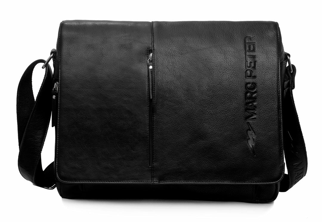 Marc Peter® Bergen leder Umhängetasche für Herren Damen | 15.6 Zoll Laptoptasche | Aktentasche aus e