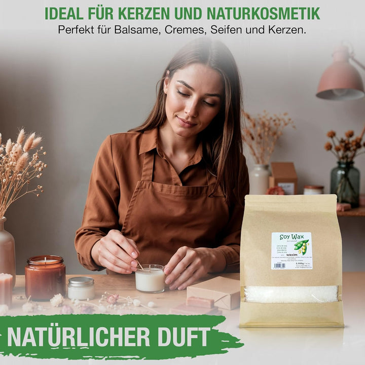Sojawachs 2.500 g in perlen. Für ökologisch Kerzen und Naturkosmetik. Kerzenwachs, veganes wachs, wa