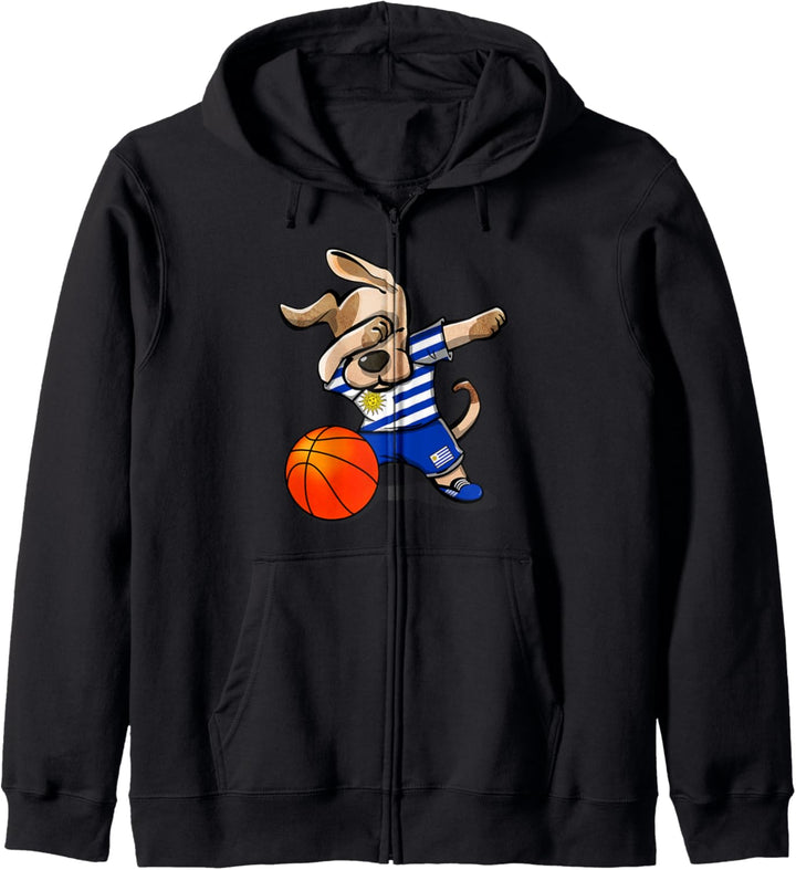 Dabbing Dog HundUruguay Basketball - Uruguayische Flagge Kapuzenjacke