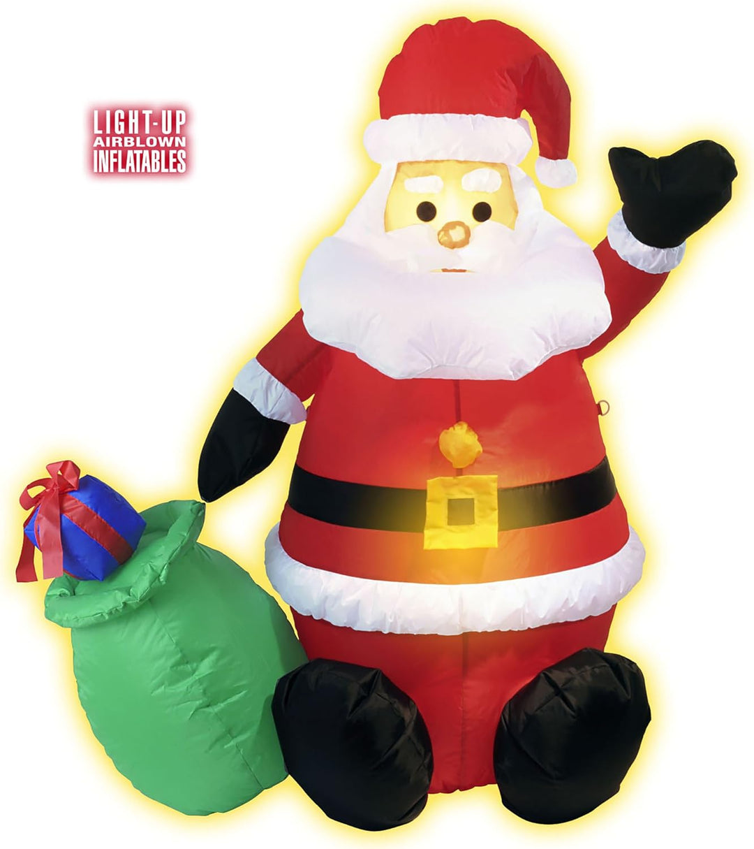 Widmann 7503B - Aufblasbarer leuchtender Weihnachtsmann mit integriertem Gebläse, 122 cm, Dekoration
