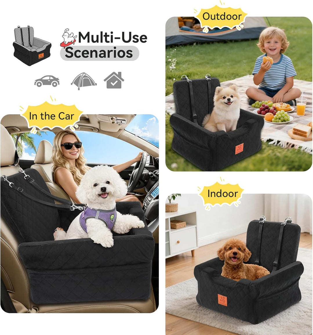 GL GLENSLAVE Hunde-Autositze für kleine bis mittelgrosse Hunde, Erhöhter Hunde-Booster-Sitz mit Memo