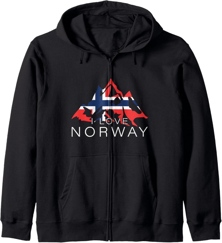 I love Norway Berge Flagge Fjorde Norwegen Kapuzenjacke