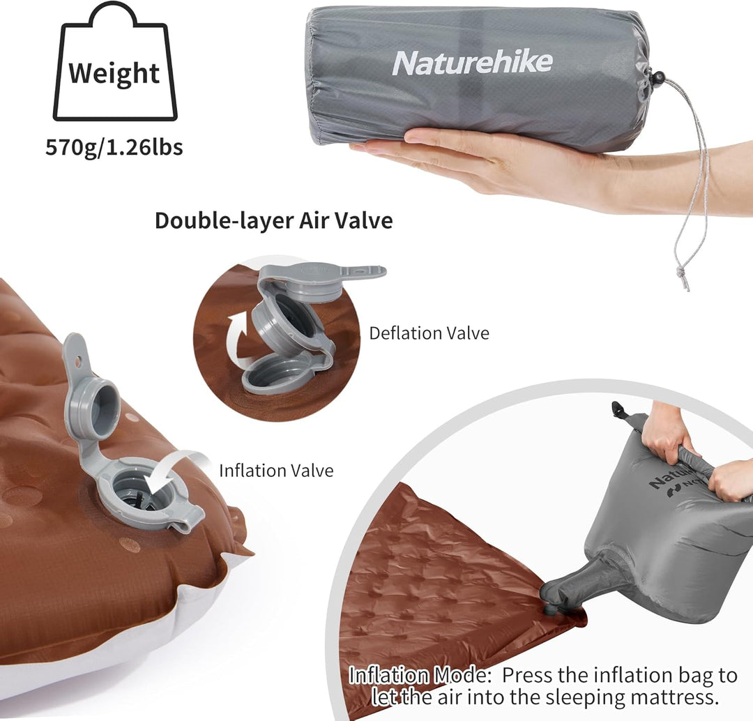 Naturehike Camping Isomatte Ultraleicht 5,8 R-Wert, 8 cm Dicke Aufblasbare Isomatte 4 Jahreszeiten L