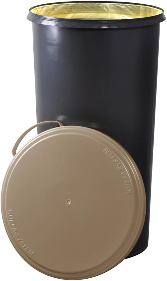KUEFA 60L Müllsackständer mit flachem Deckel - Gelber Sack Mülleimer (Cappuccino), Cappuccino