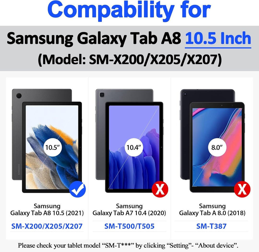 DUZZONA Kinder Hülle für Samsung Galaxy Tab A8 10,5 Zoll 2022 (SM-X200/X205/X207), Mit integriertem