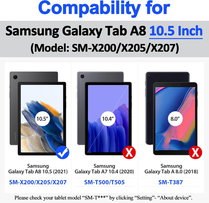 DUZZONA Kinder Hülle für Samsung Galaxy Tab A8 10,5 Zoll 2022 (SM-X200/X205/X207), Mit integriertem