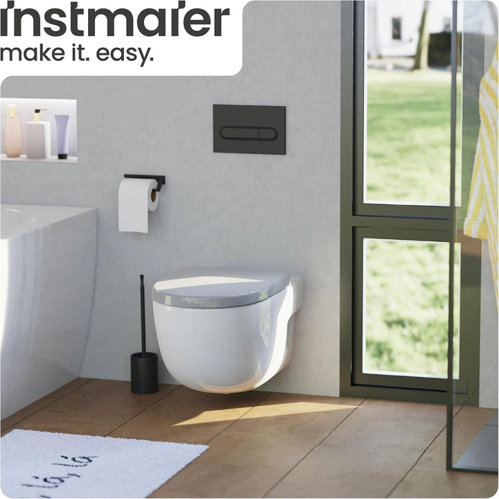 instmaier | D-Form | Toilettendeckel mit Absenkautomatik | Manhattan-Grau | Made in Germany | Toilet