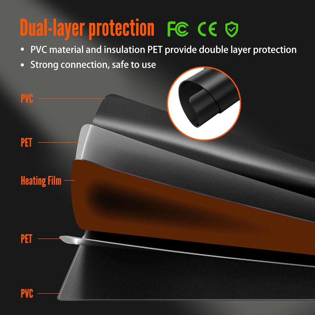 SWAWIS Heizmatte für Pflanzen 65W 52,7x25,4cm Wärmematte Set mit 5-42℃ Thermostatregler für Zimmerge