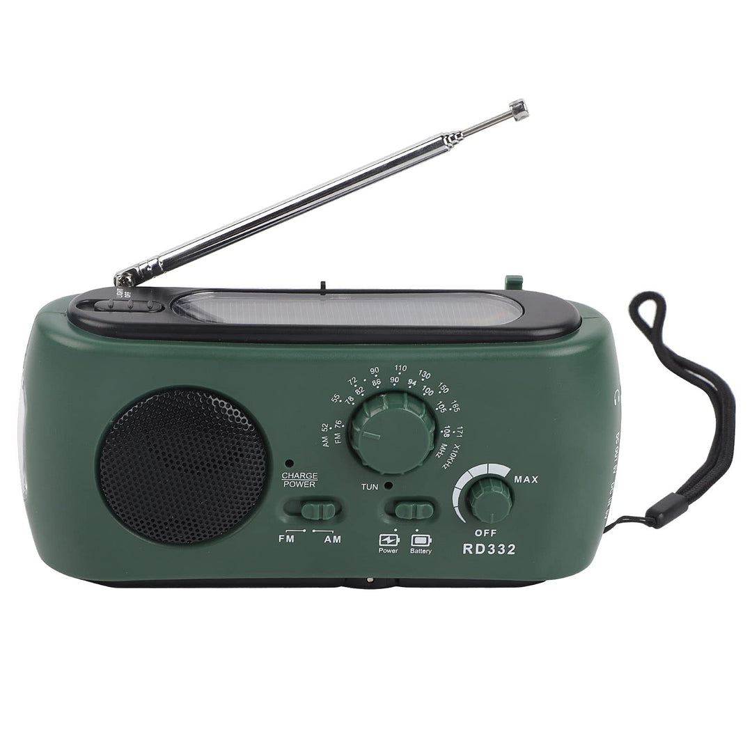 Fafeicy Handkurbel Solar Taschenlampe Notfallradio mit AM/FM NOAA Wetteralarm USB-Ladegerät 3-LED Ta