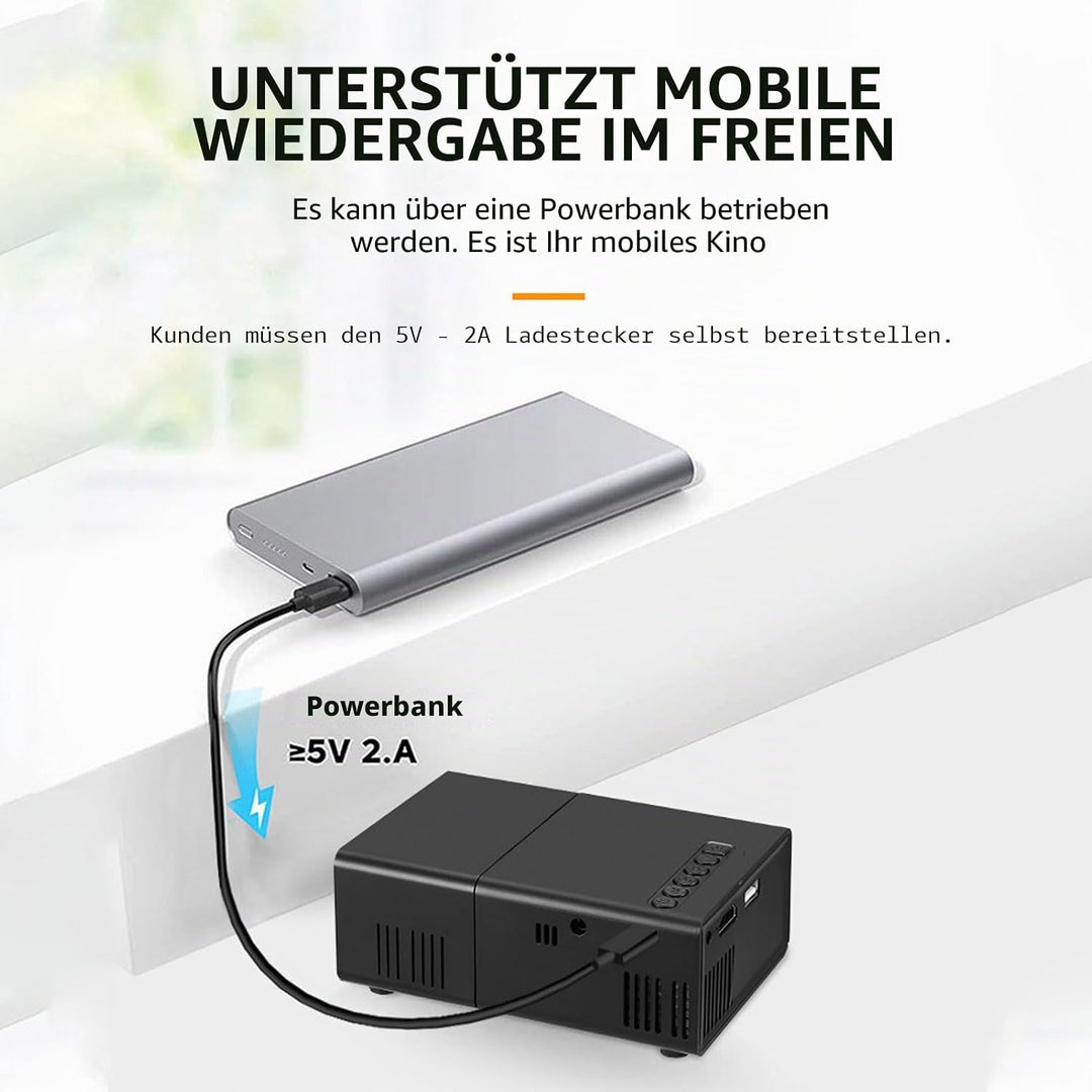 VBESTLIFE 1080p Full HD Tragbarer Filmprojektor, Eingebauter Lautsprecher, Kompatibel mit Dem Smartp