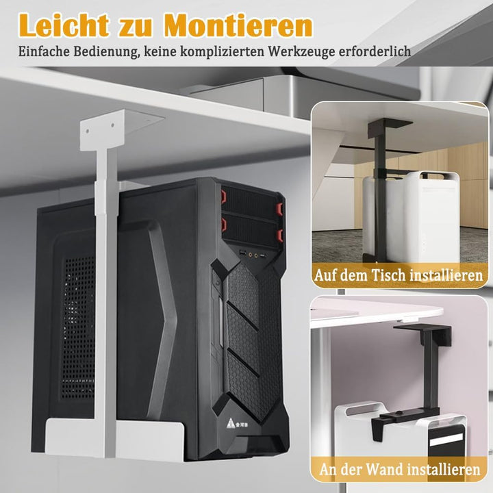 PC Halterung Unter Schreibtisch, Weiss PC Halterung für Untertisch, Carbonstahl Computer Aufhängung