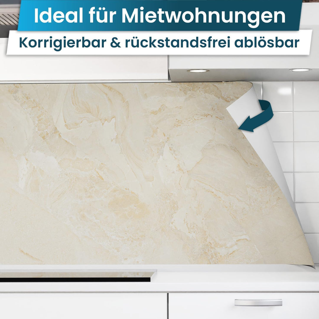 danario Küchenrückwand selbstklebend - Matt - Spritzschutz Küche - versteifte PET Folie - 0,37 mm -