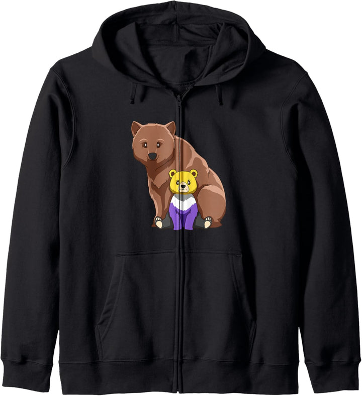 Nicht binäre Genderqueer Mama Bär Kapuzenjacke