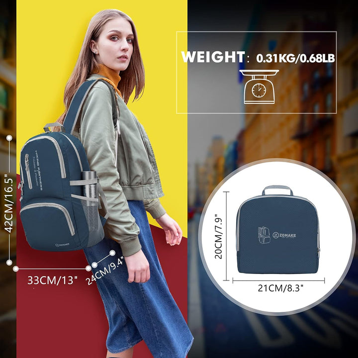 ZOMAKE Leicht Faltbarer Rucksack - Packbare Backpacks 35L,Kleiner Faltbar Rucksäcke Wanderrucksack W