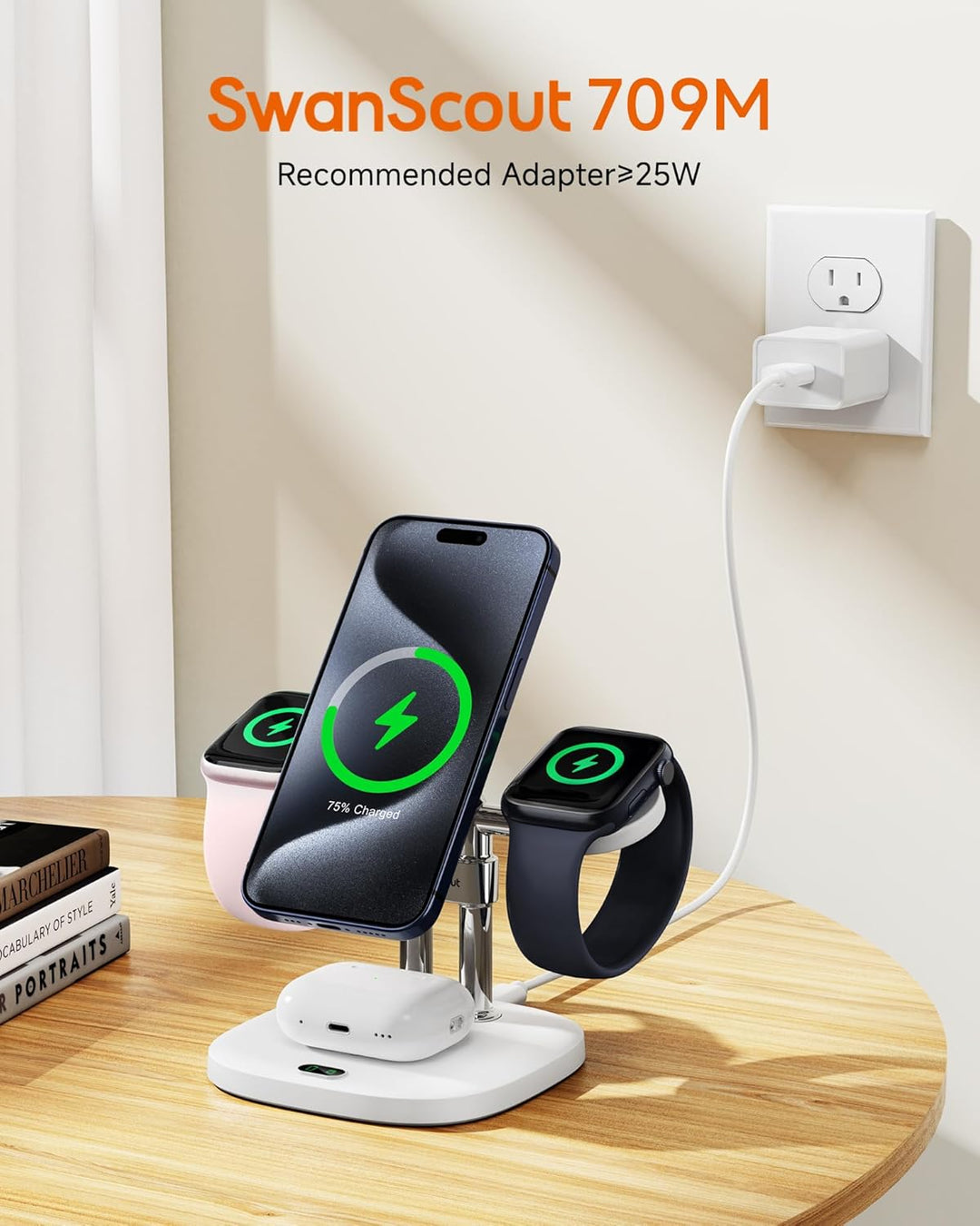 Fast Dual Ladestation für Apple Watch 11/Ultra 3/SE 3, Induktive Ladestation für iPhone Air/17 Pro M