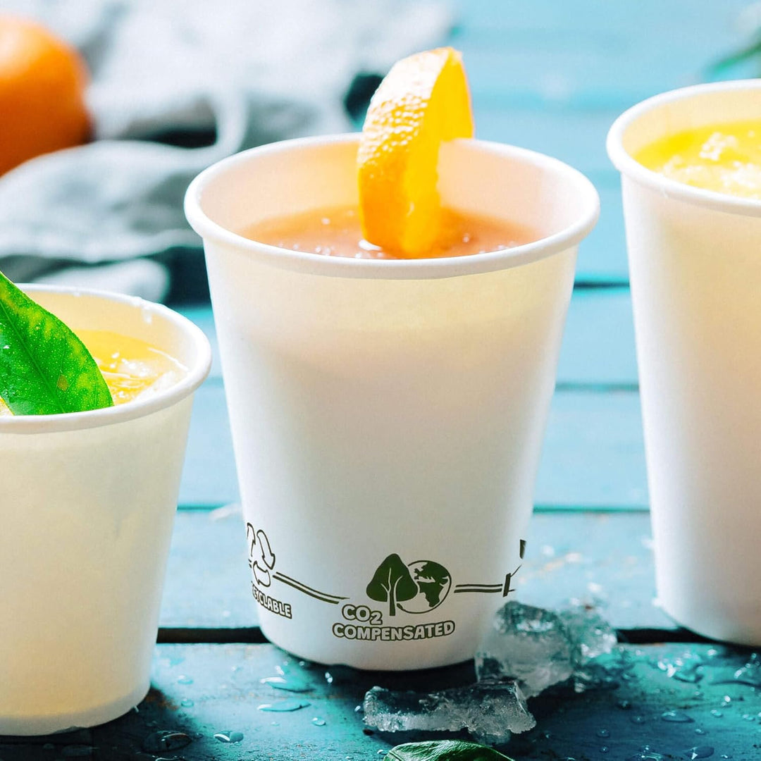 BIOZOYG Recycelbare Pappbecher Kaffee weiss mit EcoUp© Icon I 250 Coffee To go Einwegbecher biologis