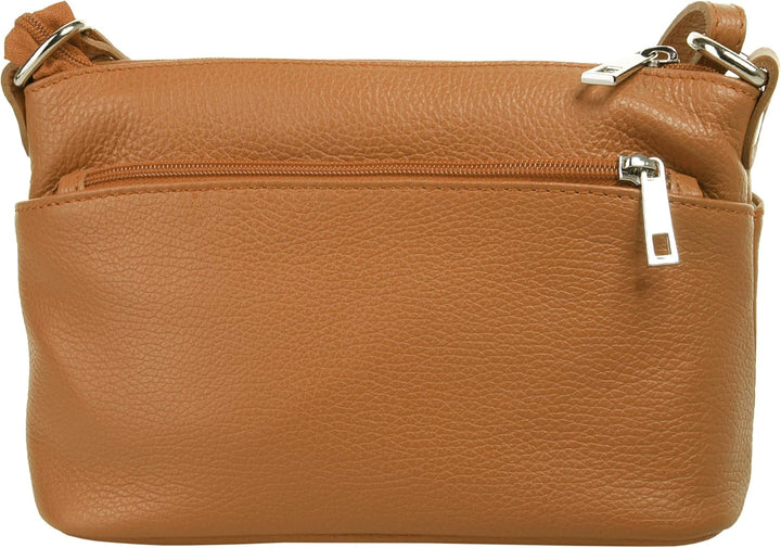 Cluty Umhängetasche Echt Leder Damen | Made in Italy, Crossbody Bag, Messenger Bag mit Reissverschlu