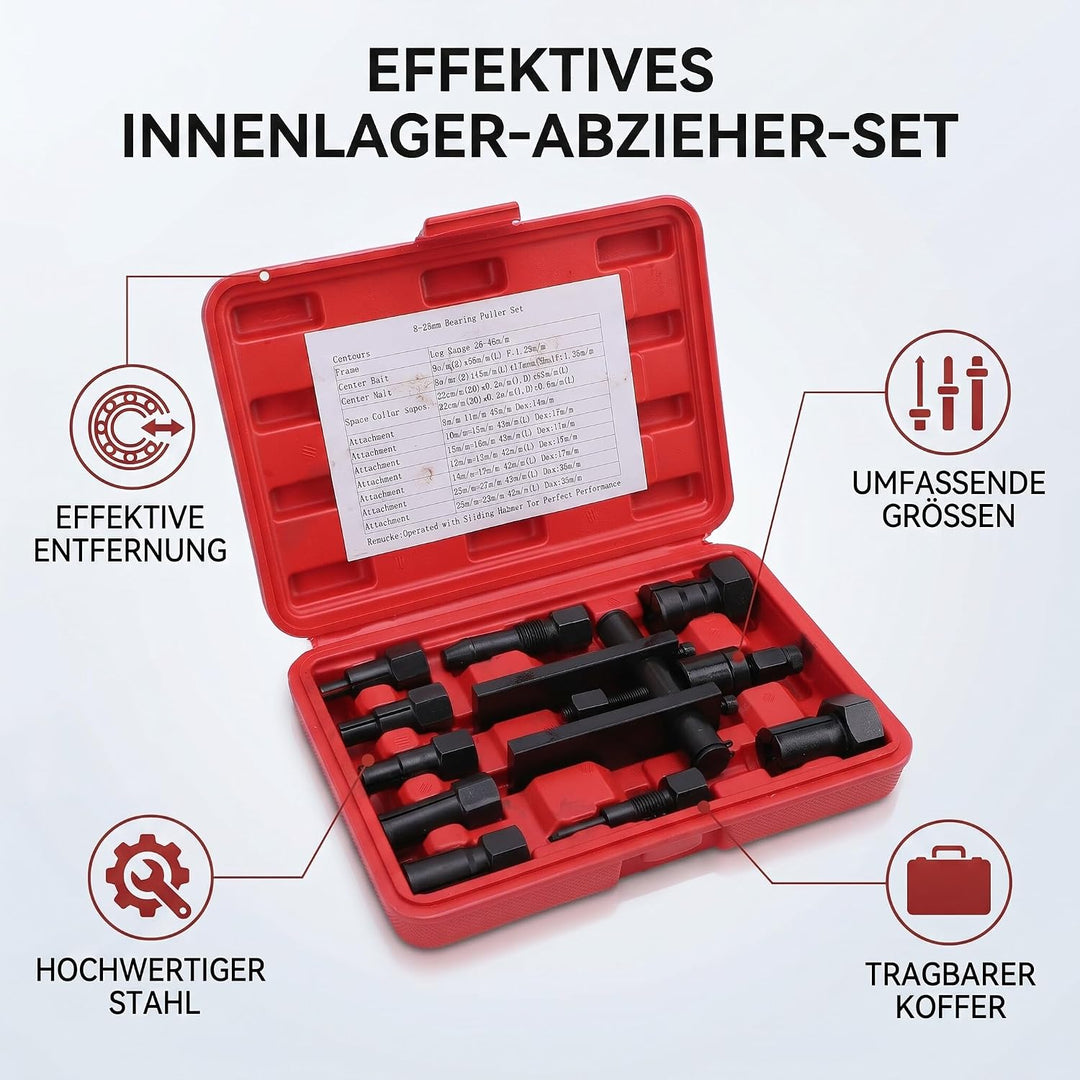 Ejoyous Innenlager Abzieher Set, 10tlg 8-25MM Innenlager Abzieher Radlager Abzieher Werkzeug Kugella