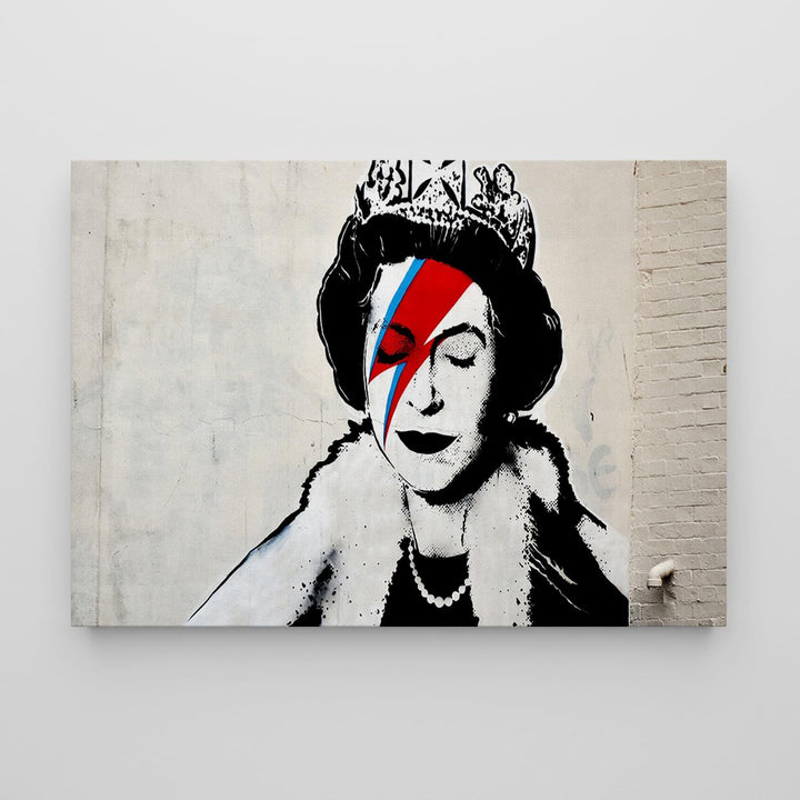 Giallobus - Gemälde - Banksy - - Standardleinwand - 70x50-09 - Königin - Bereit zum Aufhängen - Mode