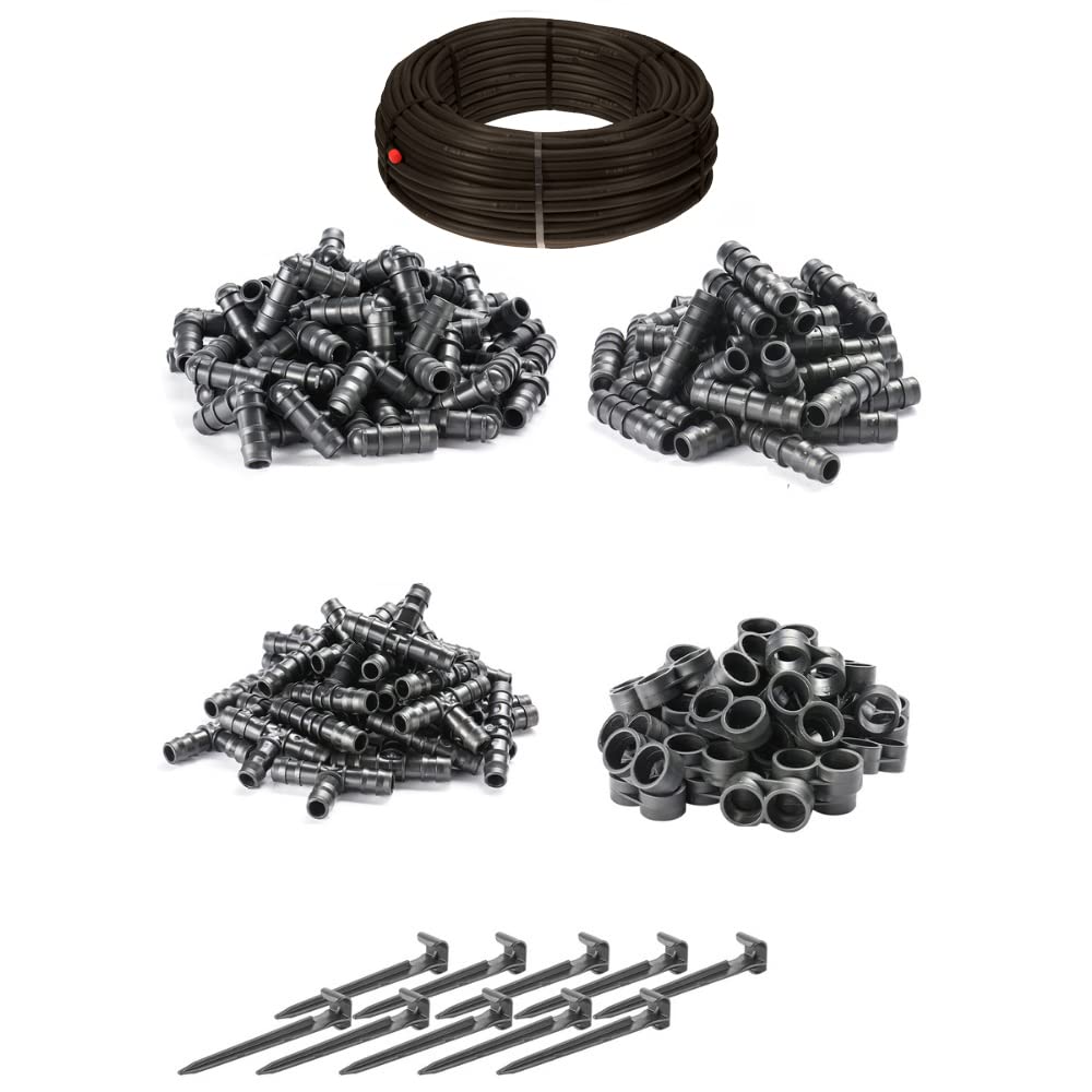 HaGa® Bewässerungsset - Tropfschlauch 16mm in 100m Länge mit Druckkompensierung inkl. Zubehör - Perl