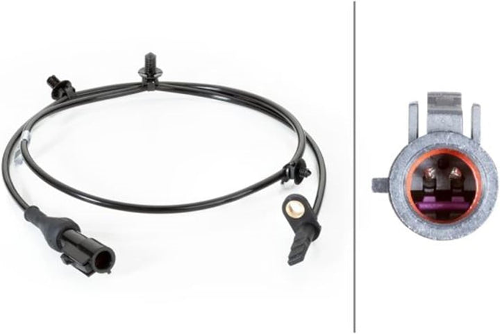 HELLA 6PU 230 040-521 ABS Sensor - Raddrehzahl - 2-polig - Hinterachse - Kabel: 1060mm - mit Halter