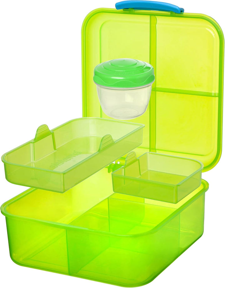 Sistema Bento Box TO GO Brotdose Kinder mit Fächern | 1,25 L Lunchbox mit auslaufsicherem Joghurt-/F