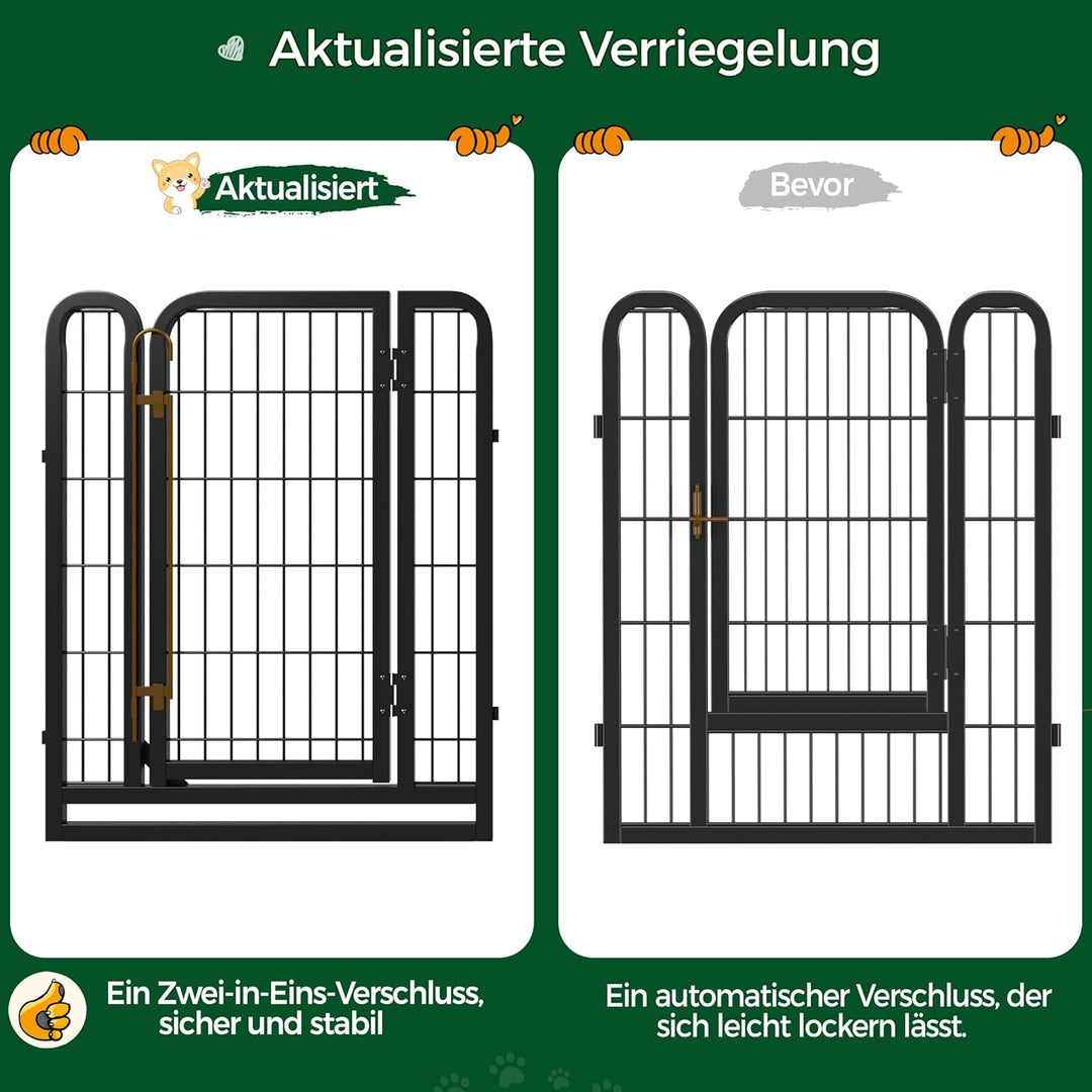 Yaheetech Welpenauslauf 80cm hoch, 8-teilig faltbares Freilaufgehege, Automatische Verriegelung, Wel