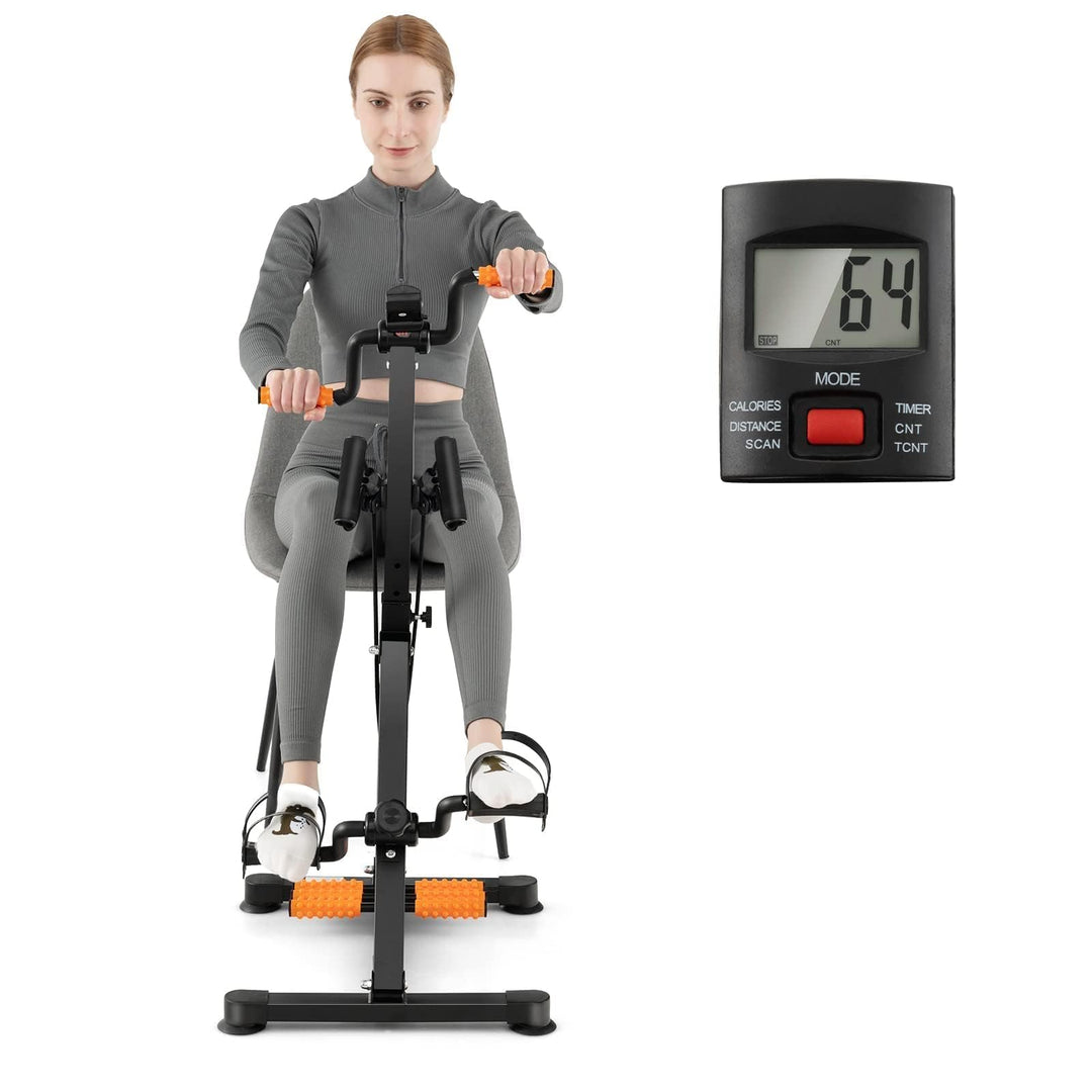 COSTWAY Pedaltrainer für Senioren, Arm und Beintrainer mit LCD Display, Bewegungstrainer höhen- & lä