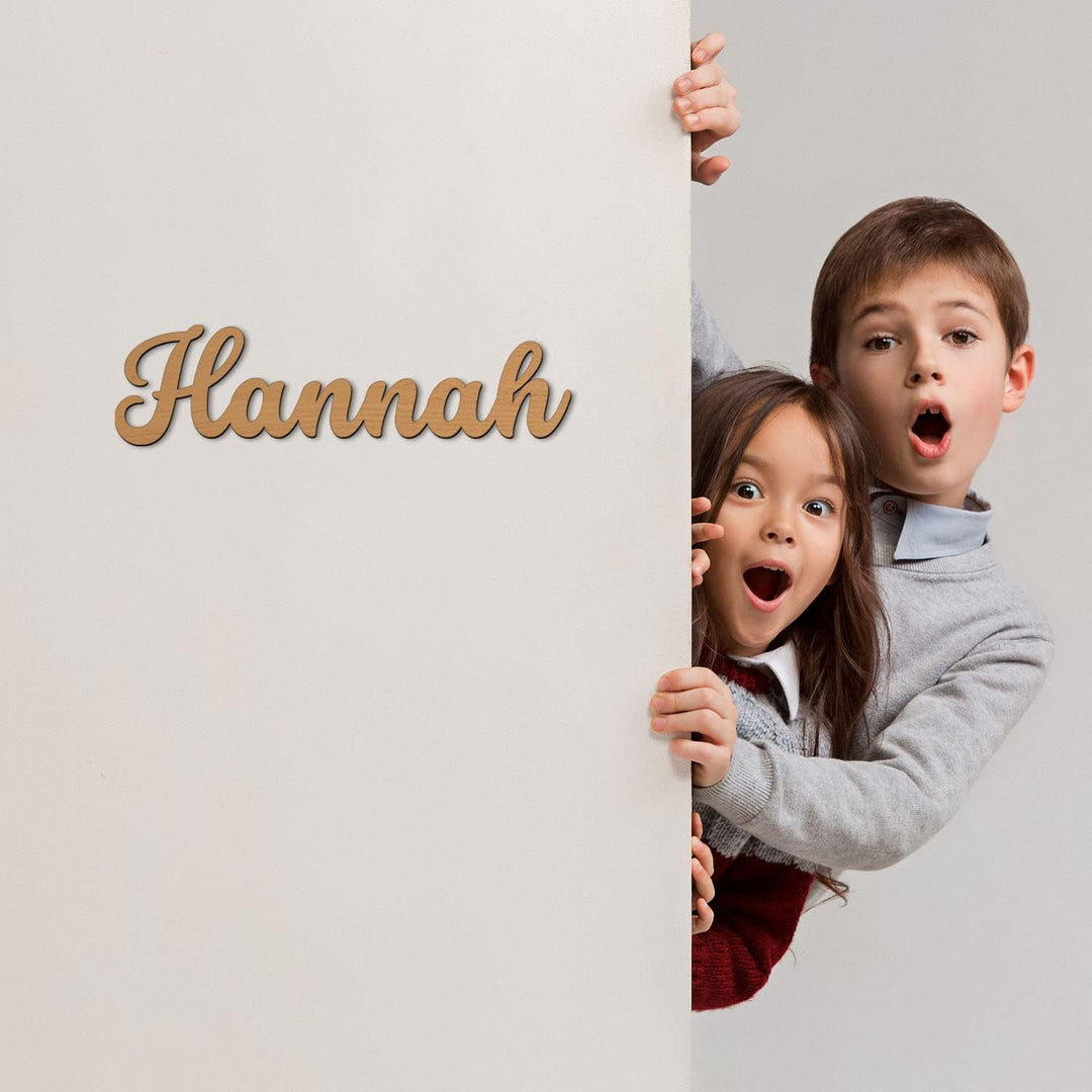 Namofactur Namenslampe Holz Name Hannah Schriftzug I Wandlampe Geschenk Kinder & Erwachsene Wohnzimm