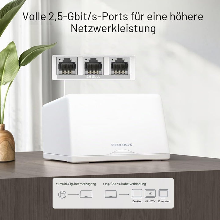 【Neues Wi-Fi7】 Mercusys Halo H47BE(2-er Pack) - BE9300 Tri-Band Wi-Fi Mesh 7, bis zu 9,3 Gbit/s, Rei