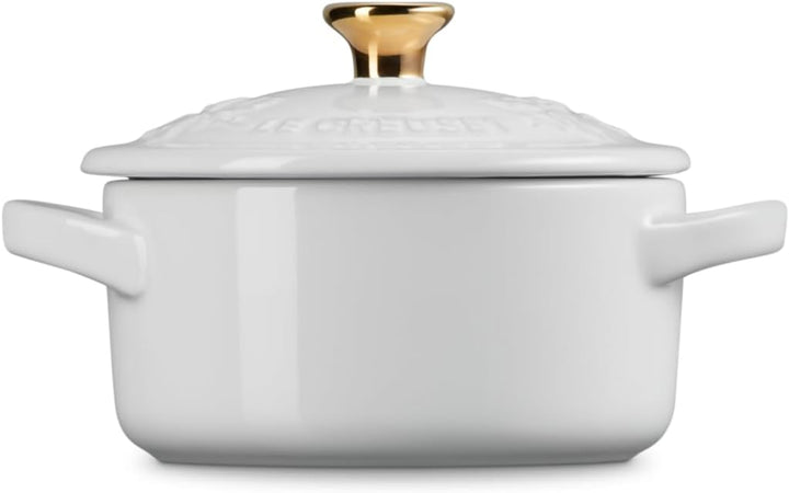 LE CREUSET Mini-Bräter/Schmorpfanne – Holly Christmas – Weiss – ø 10 cm Weiss/opulenter Garten, Weis