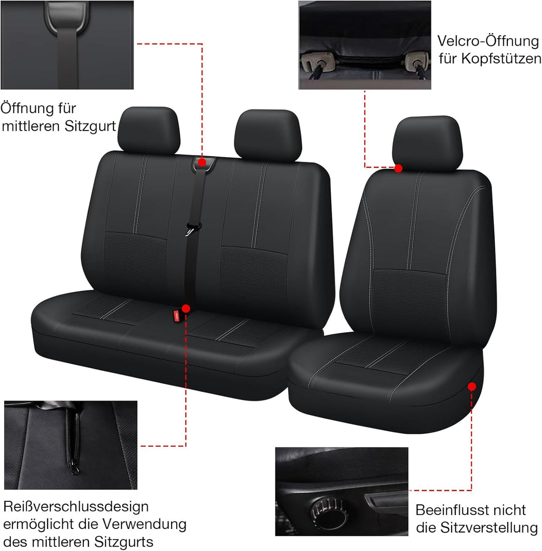 TOYOUN Universal Auto-Sitzbezüge für Transporter LKW Vorn Autositzbezüge Kunstleder Sitzbezug Fahrer