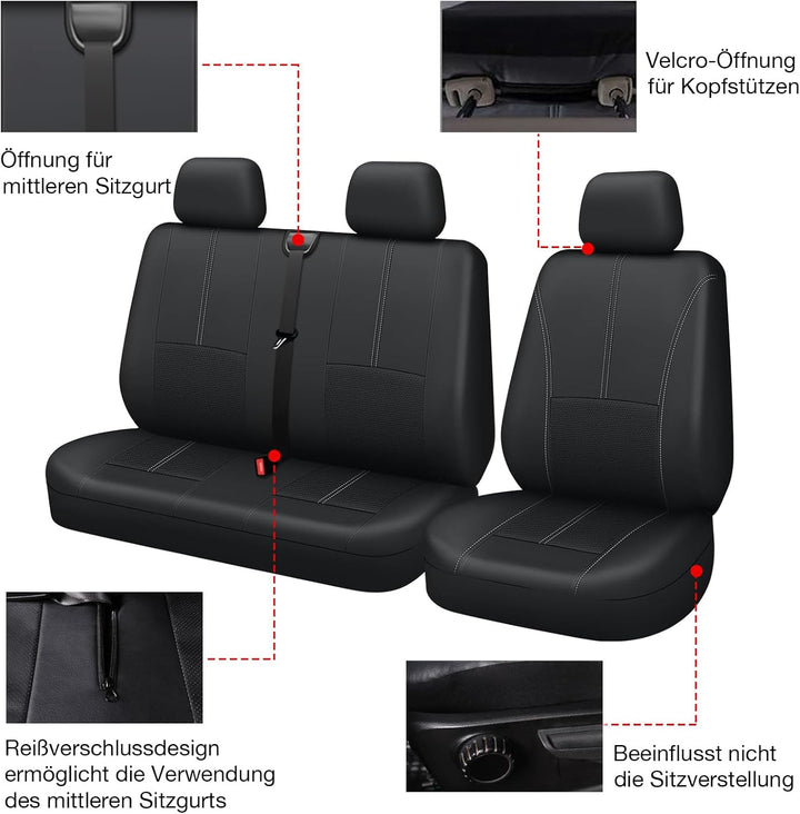 TOYOUN Universal Auto-Sitzbezüge für Transporter LKW Vorn Autositzbezüge Kunstleder Sitzbezug Fahrer