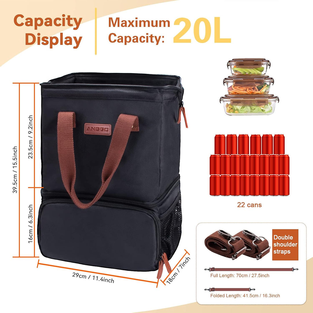 Kühltasche Picknicktasche, ANGGO Grosse Kapazität Kühlbox Lunchtasche Wasserdicht und Auslaufsicher,