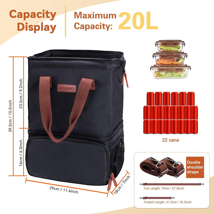 Kühltasche Picknicktasche, ANGGO Grosse Kapazität Kühlbox Lunchtasche Wasserdicht und Auslaufsicher,