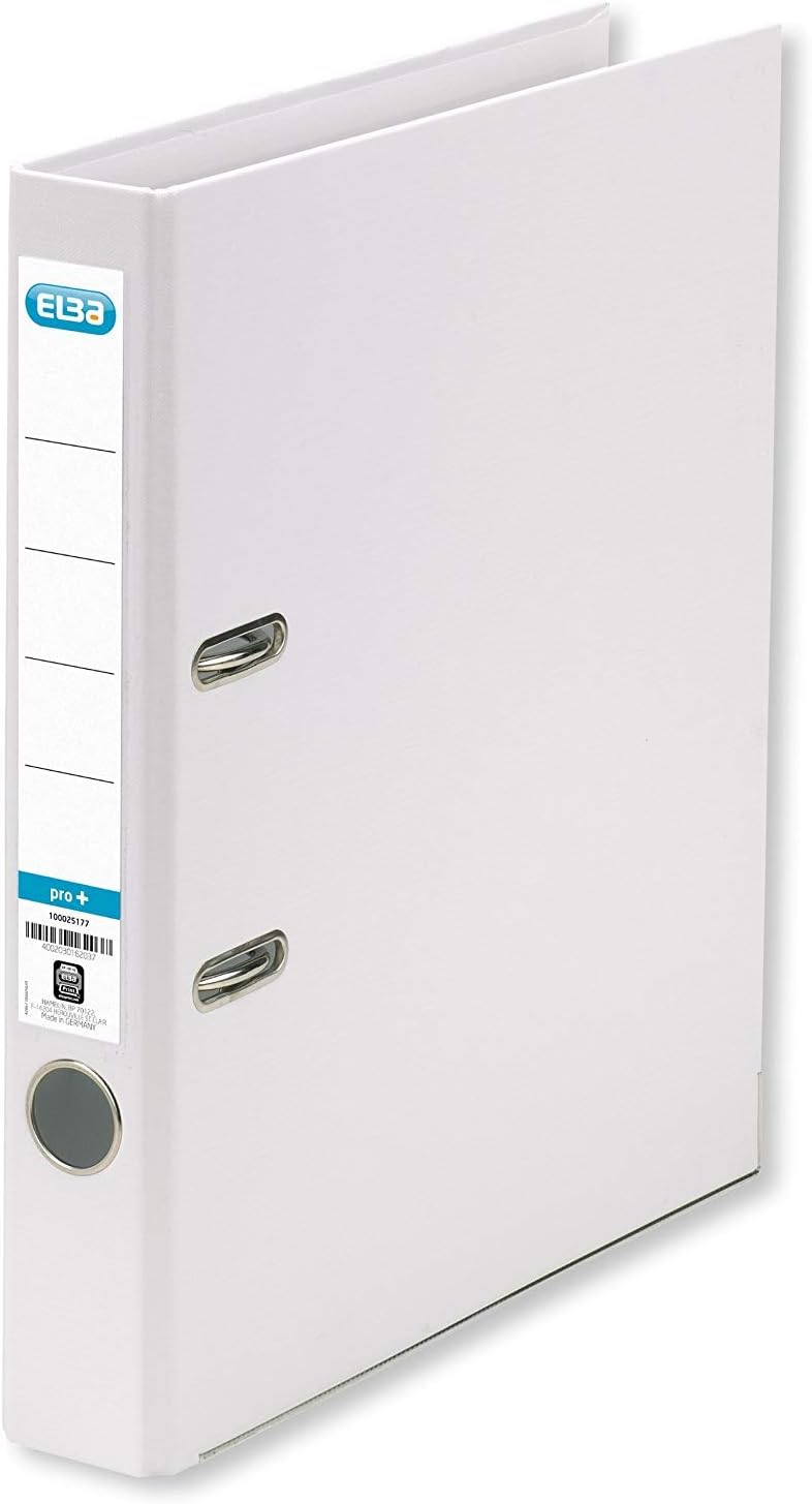 Elba Ordner A4, Smart Pro+, 5 cm schmal, Kunststoff, weiss, 10 Stück schmal (10 Stück) weiss, schmal