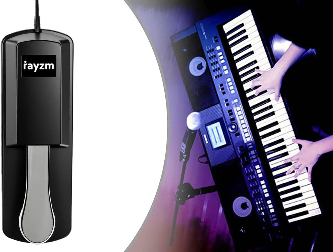 Rayzm Universal Sustain Pedal für Digitalpiano &amp; elektronische Tastatur, Anti-Rutsch-Fusspedal mit P
