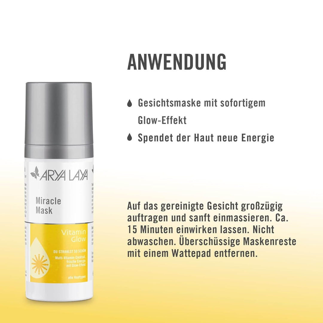 ARYA LAYA Miracle Mask Trio: pflegende Gesichtsmasken im Set, für alle Hauttypen: mit Glow-Effekt, G