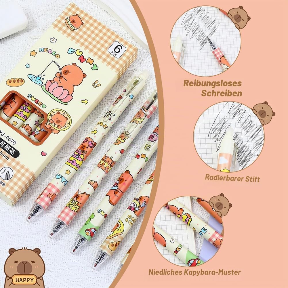 Capybara Rucksack Set - Schulrucksack Grosse Kapazität mit Capybara Federmäppchen, Stiften & Schlüss