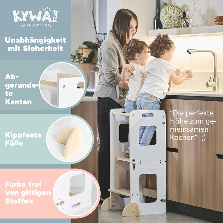 Lernturm ab 1 Jahr – Lernturm Klappbar 3 in 1 mit Tafel – Learning Tower für Kinder – Faltbar mit Si