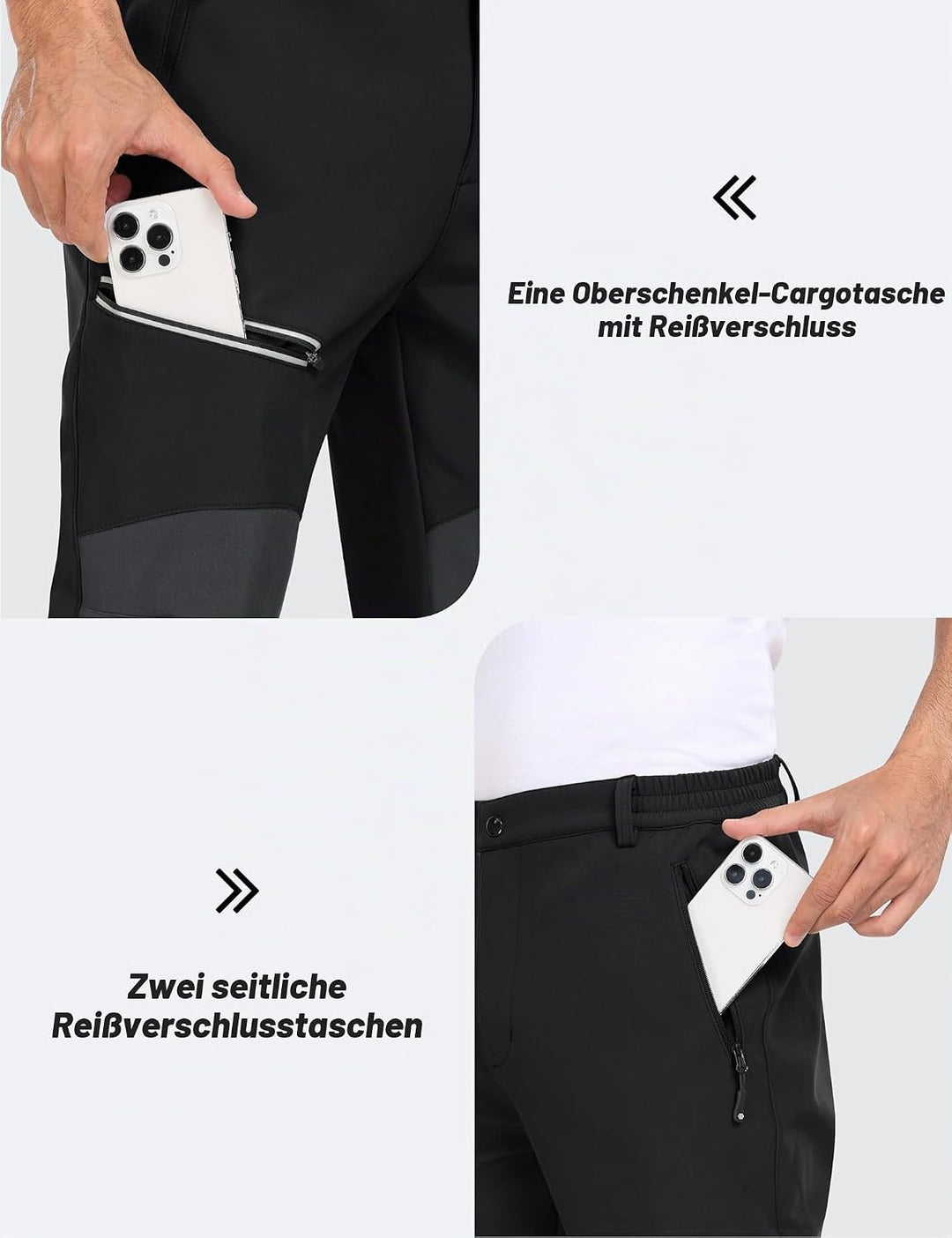 MoFiz Herren Wanderhose Warm Gefüttert Outdoorhose Wasserdicht Skihose Softshellhose Winddicht Arbei