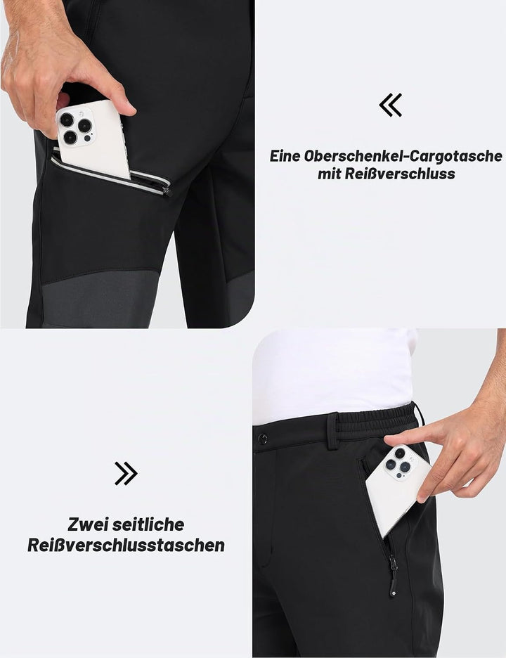 MoFiz Herren Wanderhose Warm Gefüttert Outdoorhose Wasserdicht Skihose Softshellhose Winddicht Arbei