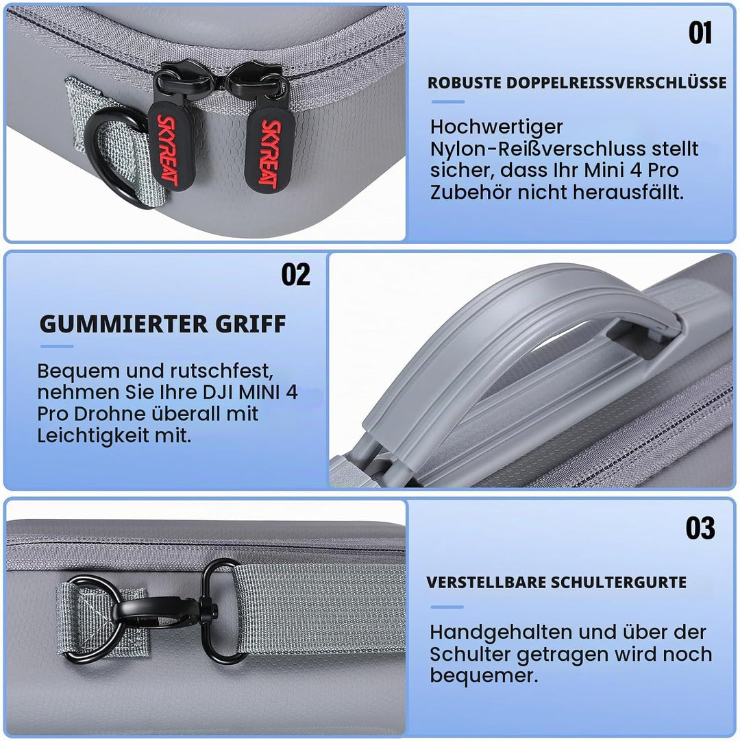 Skyreat Mini 4 Pro Tasche,Tragbarer Reisekoffer, kompakte Aufbewahrungs Tasche mit Tragegurt für DJI