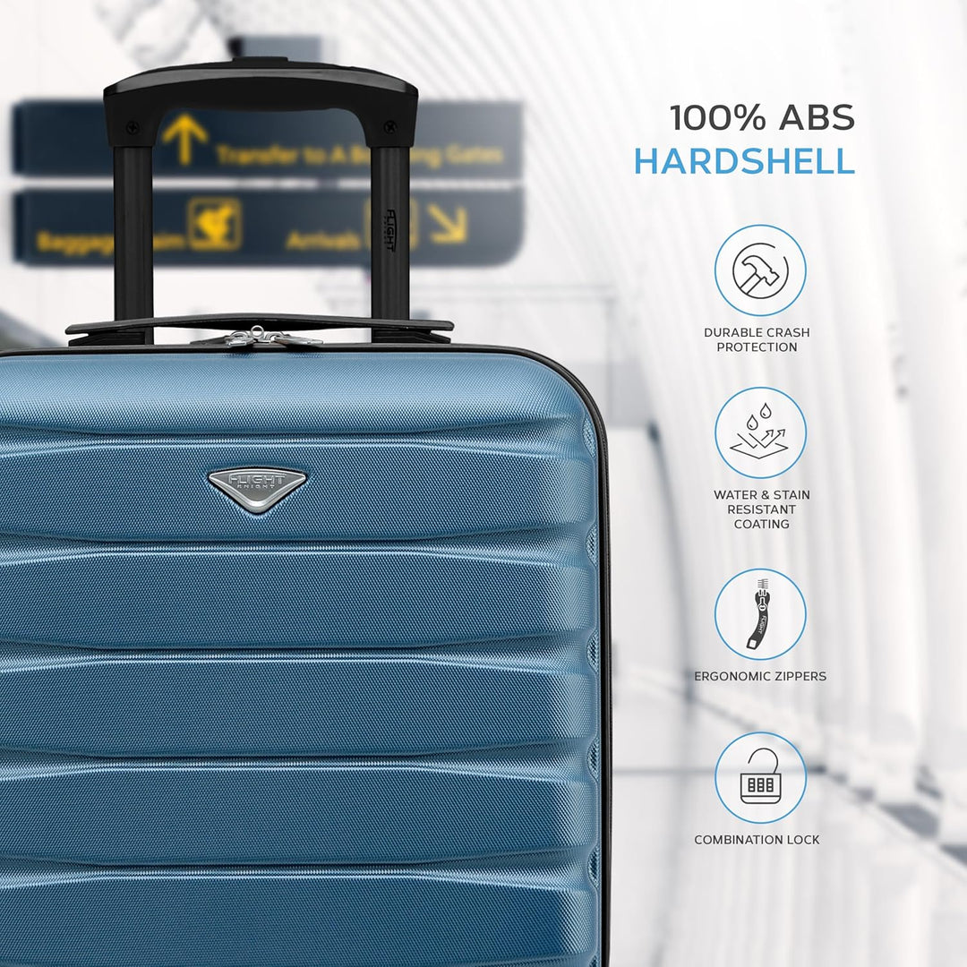 Flight Knight Leichtes, starres ABS-Handgepack mit 4 Radern, zugelassen fur uber 100 Fluggesellschaf